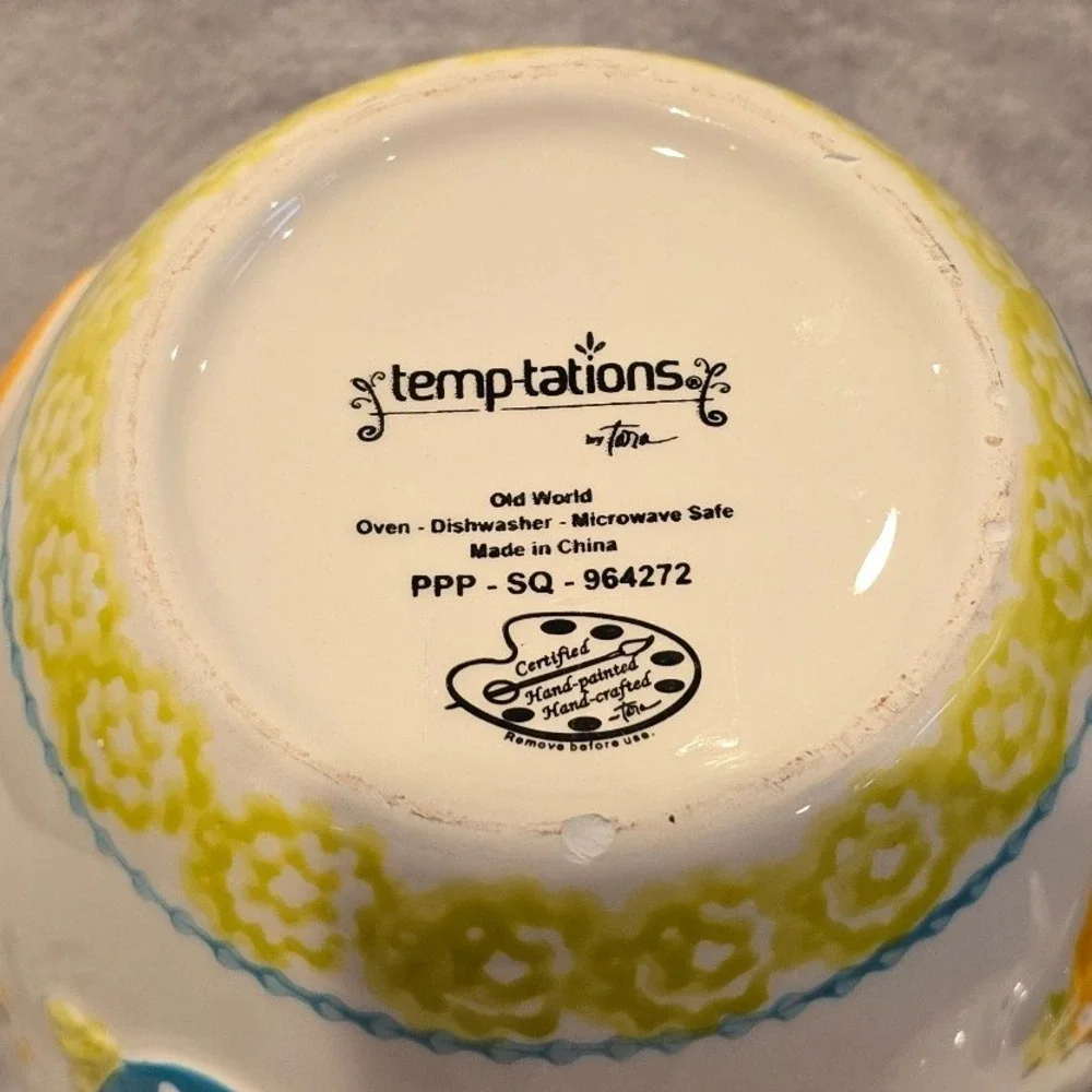 Temp-tations Old World Easter Egg Cookie Jar Bunny Lid Hand Painted Ceramic 10x7
